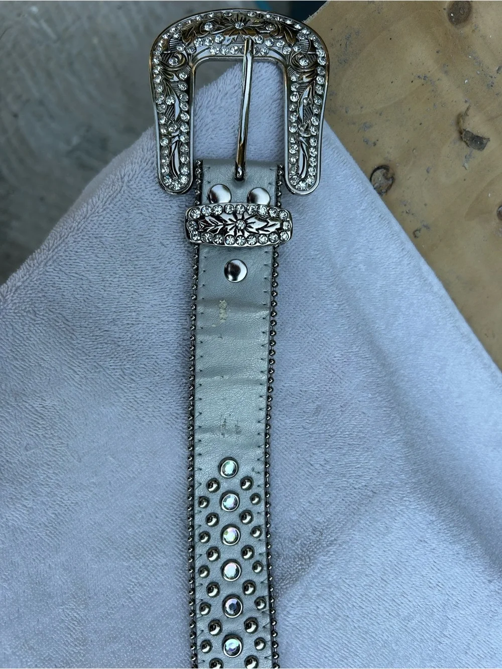 Women's Silver Rhinestone Studded Western Belt